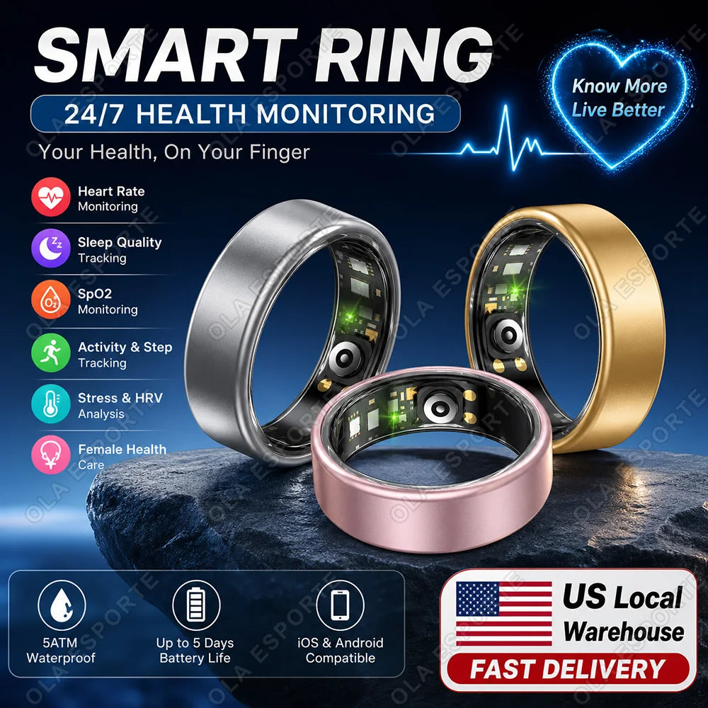 Smart Health Ring Sleep Tracker Fitness Monitor Heart Rate Activity Tracking Wellness Wearable smartring for Men Women Smartring R12